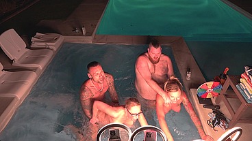 Hot Tub Foursome With Deliah Grace & Crystal Clark