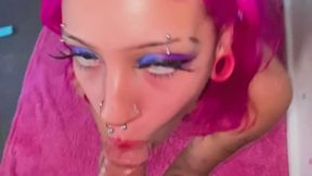 POV Deep-Throating, Sloppy Teen Whore Gags On Huge Cock (Messy Spit Head Drool Fetish) Bimbo Slut