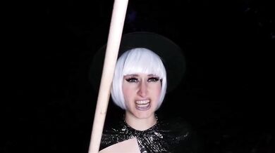 Hexe fucks broom in the forest