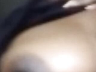 Slender hawt black shows breasts in car