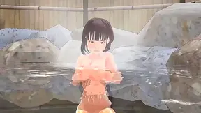 Horny Anime Chick Ditches Towel for Hot Spring Fun & Fluffy Boobs