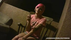 Punker Samus Andrews Night Time Masturbation On Her Balcony!