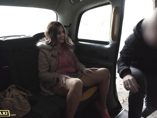 Fake Taxi - Small college redhead with full round titties and tiny butt gets stretched out by large wang and sprayed with cum