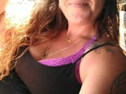 I pull my panties to the side and flash my pussy while I smoke and horny as fuck (for my fans)