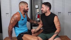 Latin dude with a nice cock is having fun in the locker room