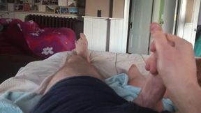I cum again! Risky dribbling cumshot with the door open