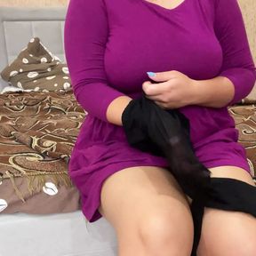 Milf without panties, try on sexy pantyhose, fetish, compilation