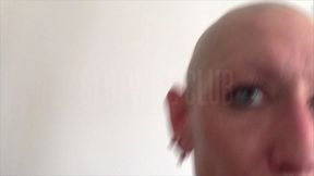 slutwife.club - submissive bald headed slave girl enjoys a b. sloppy deepthroat & facefuck session with a cumshot in her eyes