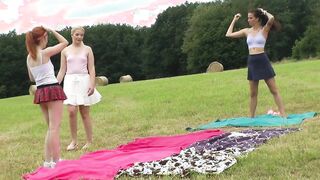 Yoga and Gymnastics Outside without Lingerie inside School Uniform Miniskirt with Goddess Tight Snatch Fitness Girls