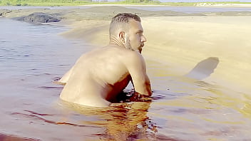 Naked and Jerking off inside a Lagoon