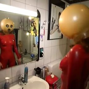 pumpkin head in latex suit gets fucked hard