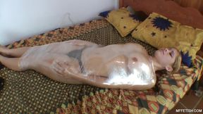 Kissing and humiliation of alive mummy
