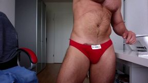 Hairy Muscle Daddy Shows Off