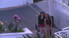 Curious girls getting out of hand when home alone