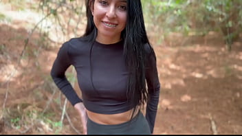 Karol Smith, sexy Mexican Latina, seduces a stranger to help her in the forest and cums inside