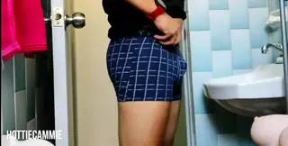 My Stepsister Catches Me Masturbating and Helps Me to Cum