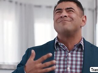 Fat DILF anal fuck this hot TS bitch so hard