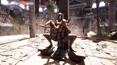 The ancient statue awakened and began rhythmically fucking Lara Croft in her tight ass. BDSM outfit. 3D Hentai Animation