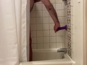 Shower for daddy bear leads to dildo pleasure (Pt. 1)