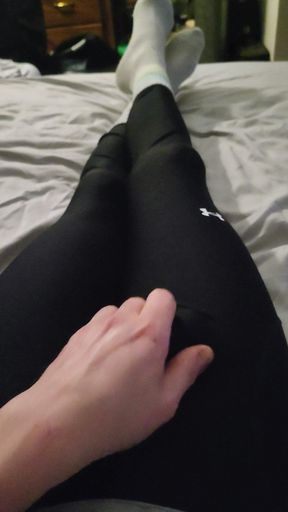 Cum wearing leggings and socks.