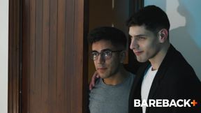 HungFuckers - Fighter Dimitri Venum fucks twink Milo Miles on the stairs