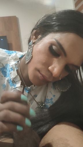 Indian Sissy Crossdresser Sucking Boyfriends Hard Cock