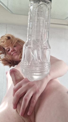 Trans Girl Fucks a Fleshlight While You Watch From Below