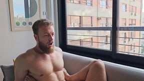 a hairy russian with a big cock fucks me on the couch and puts his foot in my mouth for me to suck