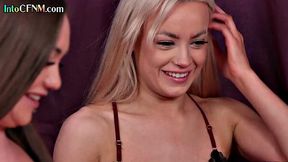 Sexy CFNM babes jerking lucky dude