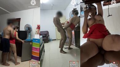 Sexy thai milf get fuck in front fridge