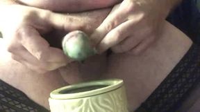 Brandon dipping his cock and balls in hot wax