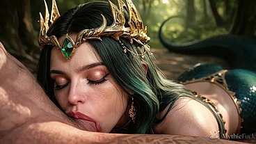 A slutty lamia seduced me...and devoured my huge dick...I had no choice but to fuck her hard in every hole!! [AI]