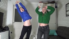 Girls Showing belly when stretching 5 B