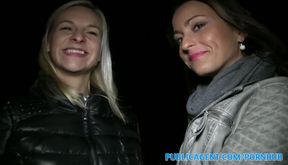 PublicPorn Two stepsisters fuck two big cocks for Xmas