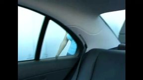 Naughty bi babe rides cock in the car's backseat