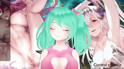 Green-haired anime babe with slim body masturbates on Chaturbate in POV video