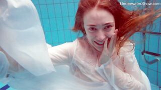Sexy Russian chick pool swim session naked