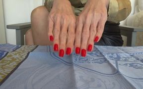 Red fingernails fetish, natural fingernails! Part 2