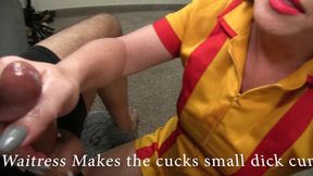 Waitress Eve makes the small cock cuckold cum 09