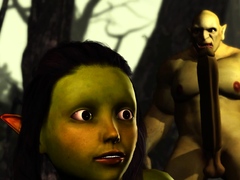 Extreme monster Orge fucks hard Hot female goblin outdoor