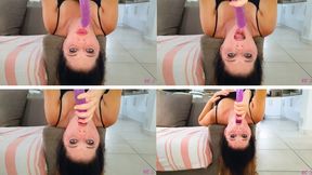 Solo Deepthroating Purple Dildo Upside Down_MP4 1080p
