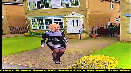 Cathy Cocksucker Shiny PVC Skirt Stockings High Heels Yorkshire Pornstar Slut Granny at Home Front Drive - Cathy Wearing Shiny PVC Walking in Public View Outdoors in View of Her Neighbours and Public Passers-By in Otley Street. Cathy Loves feeling Exposed