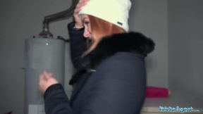 Public Porn Russian redhead takes cash for sex