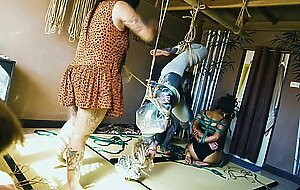 Two Dreadlocks Girls get Suspended while Bondage Shibari Sesion - Private BDSM