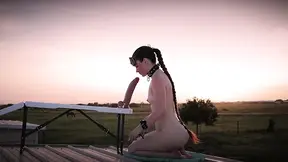 Obedient blonde skank gives the best oral at sunset