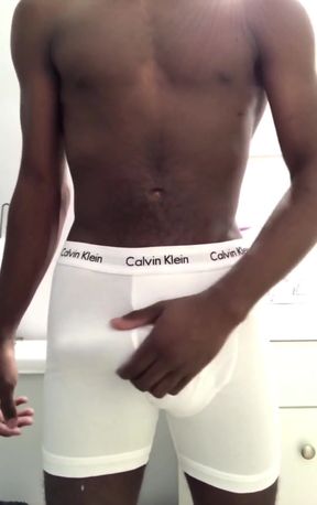 Wanking my big black cock cumshot