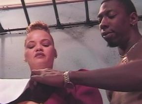 Bitch in prison takes black cocks