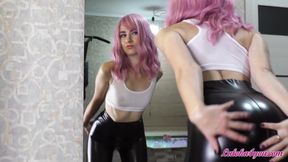 Horny girl sucks deep on stranger's dick and gets cum on tits