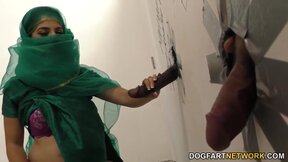 Stunning Pakistani sexy girl visits the gloryhole for ebony prick