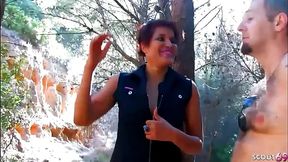 Condom off and Pussy Cumshot for Ebony Street Whore Outside by Client